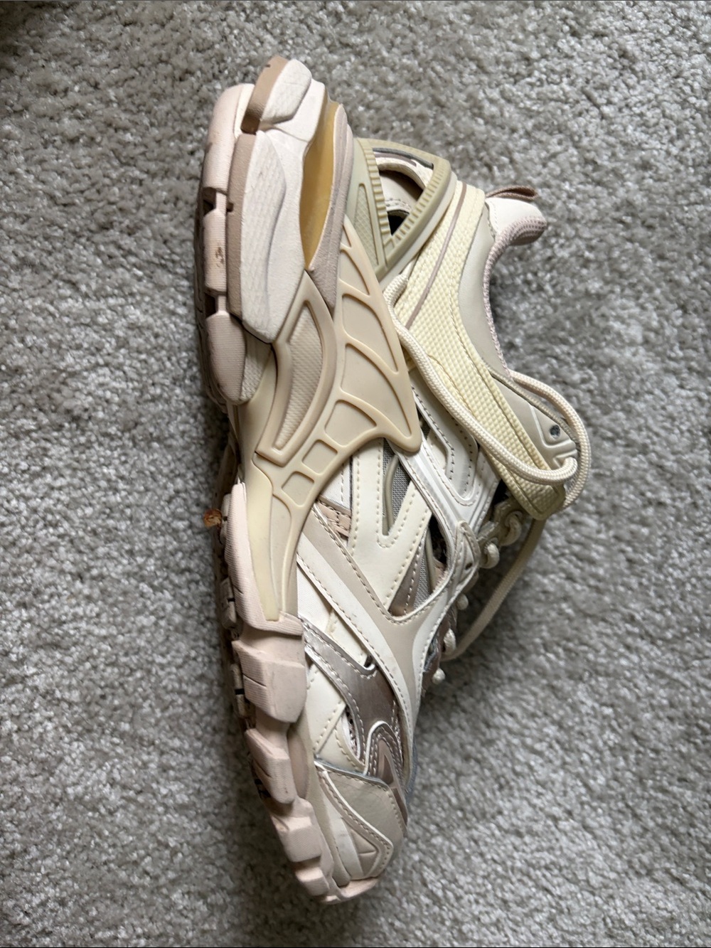 Balenciaga Women's Layered Cream & Tan Runner Sneakers